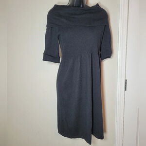 Kasper Off Shoulder Black Angora Cotton Blend Luxurious Mini Dress sz L